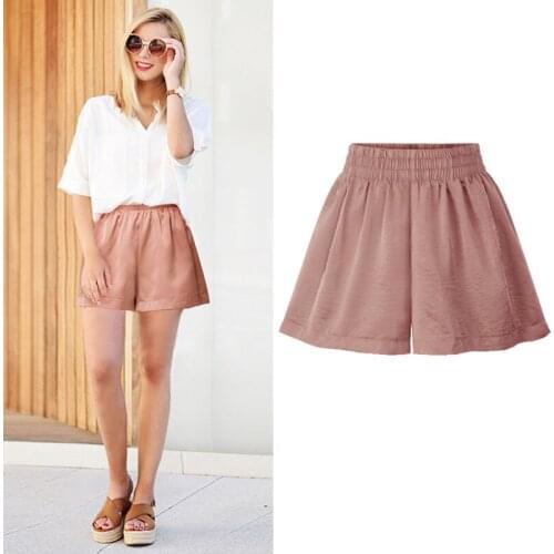 Casual Shorts Female Summer 2018 New High Waist loose Plus size Women Shorts Wide Leg Thin Shorts