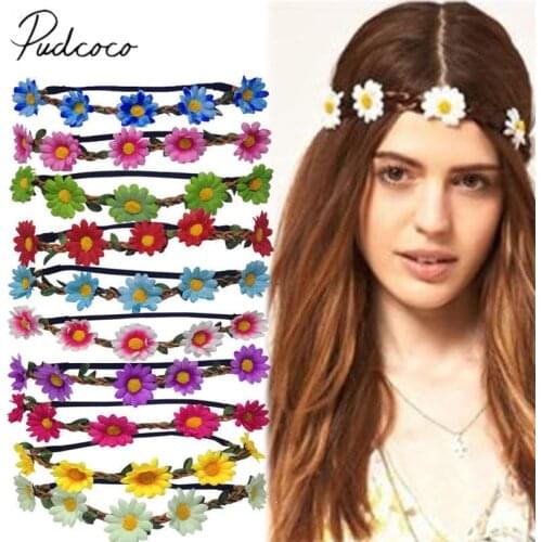 2018 Brand New Bohemian Sweet Fashion Sunflower Floral Women Girls Hairband Headwear Beach Accessories Flower Headband Prop Gift