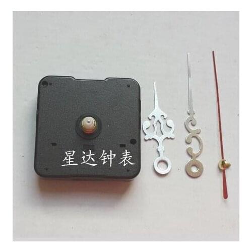 10 sets mute mechanism Quartz Clock Movement Kit Spindle Mechanism shaft 13mm with black hollow out hands Wholesale Retail