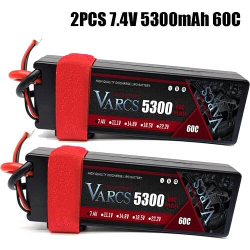 2PCS VARCS Lipo Batteries 2S 7.4V 5300mAh 60C/120C HardCase for RC 1/8 /10 Car Off-Road Buggy Truck Boats Drone salash Parts