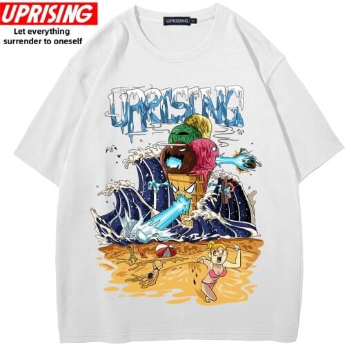 2022 Men Hip Hop T Shirt Funny Ice Cream Anatomy Harajuku Japanese Kanji T-Shirt Streetwear Japan Tshirt Cotton Summer Tops Tees
