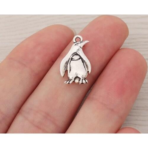 30 x Cute Penguin Charms Animal Pendants For Necklace Jewelry Making Findings 20x12mm