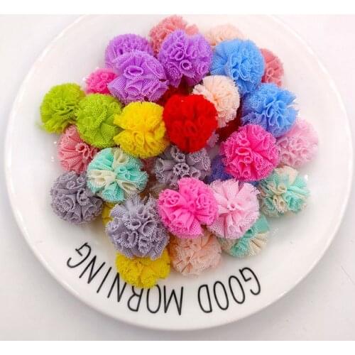 40Pcs/Lot 2.5CM Mix Color DIY Mesh Ball For Children Headwear Hair clip Accessories And Garment Accessories