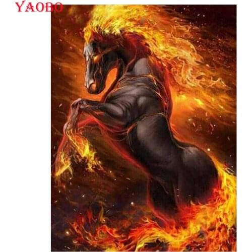 5D round square diamond embroidery Flame horse Diy full sets diamond painting cross stitch mosaic rhinestones art home decor