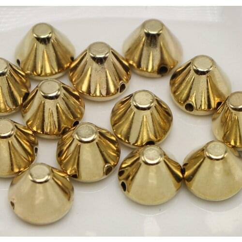 200 Golden Metallic Rock Punk Flat Head Spike Rivet Acrylic Stud Beads 8X6mm