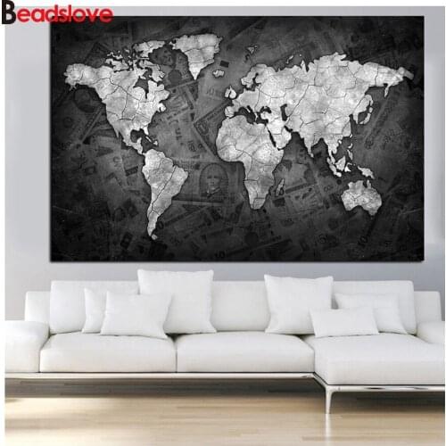 5d diy diamond painting full square round diamond embroidery Globe Maps on Money Background for 2020 New arrivals gift