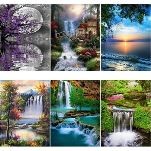 DIY 5D Diamond Painting Landscape Waterfall Diamond Embroidery Sale Cross Stitch Full Round Drill Mosaic Rhinestone Art Decor