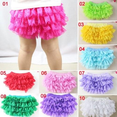 Colorful Baby Girls Boys Lace Shorts Infant Posh Petti Ruffles Bloomer Kids Cotton Diaper Covers Climb Underwear 3Size 30pcs/lot