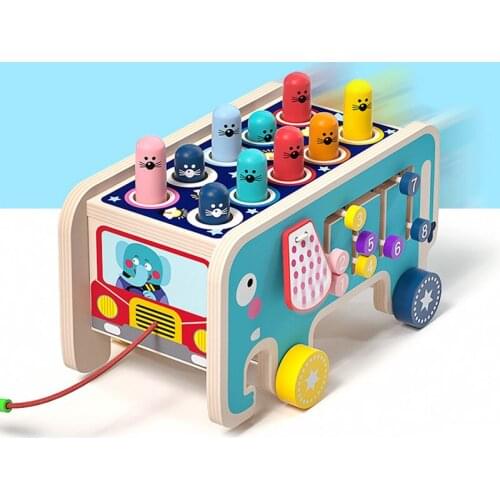 Baby Toddler Kids Wooden Fun Game Montessori Activity Toys for Children Elephant Beating Funny Children Toys Brithday Gifts