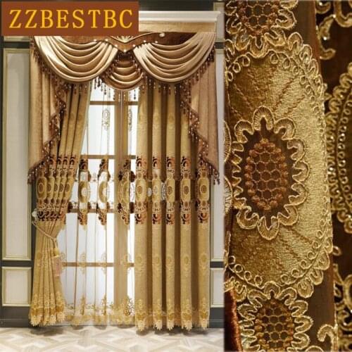 European and American high-end villa embroidered curtains classic custom living room bedroom kitchen high-end curtains