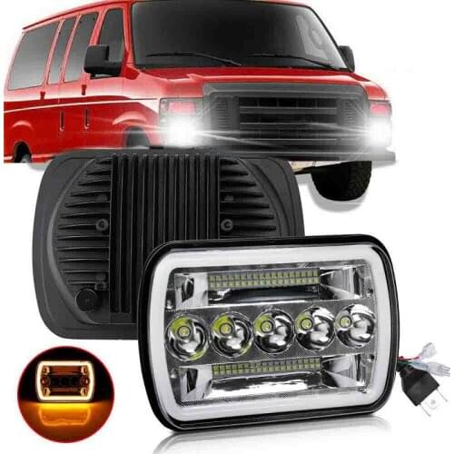 LED 7x5 Inch Truck Headlight Rectangular Seal Beam Headlamp Turn Signal Light with Daytime Running for H6054 H5054 H6054LL