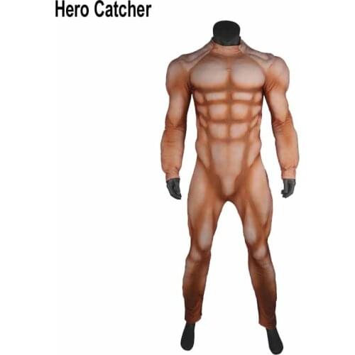 Hero Catcher High Quality Super Big Muscle Suit Zentai Basic Suit Skin Color Fullbody Muscle Padding Costume For Halloween