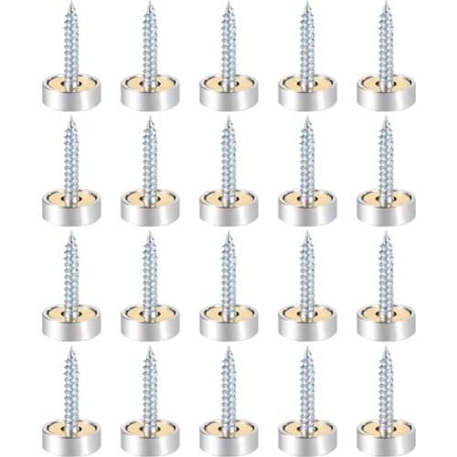 Brass Mirror Screws Cap Cover Nails Decorative Sign/Advertising Hardware Fasteners Sliver -Pack of 20