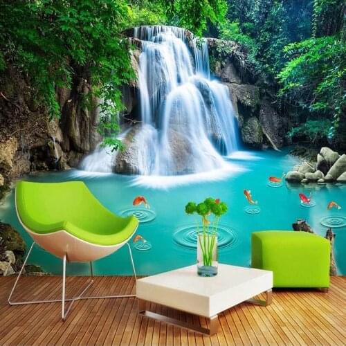 Forest Waterfall Natural Landscape Large Mural Wallpapers For Living Room Bedroom Decoration Wall Painting 3D Photo Wallpaper