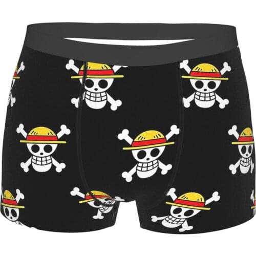 Luffy Strawhat Pirates One Piece Monkey D. Luffy Anime Underpants Breathbale Panties Mens Underwear Print Shorts Boxer Briefs