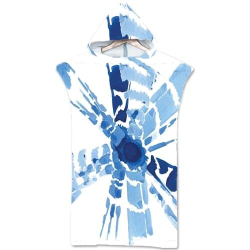 New Geometric printed Microfiber unisex Poncho beach Towel Surf Beach Wetsuit Changing Bath Robe with Hood