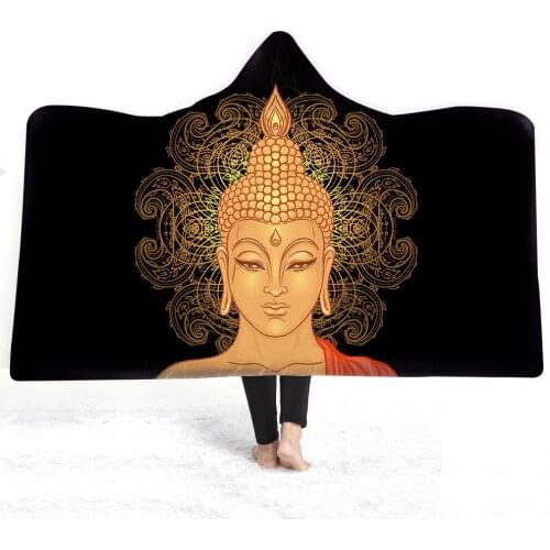 Buddha Statue Hooded Blanket 3D Printed Wearable Blanket Adults for Kids Various Types Hooded Blanket Fleece Blanket