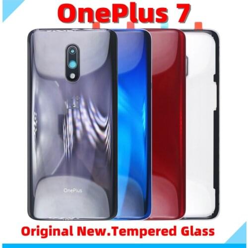 For OnePlus 7 1+7 Original Back Cover Glass With Camera Lens One Plus 7 Rear Battery Cover Door Shell Smartphone Repair Parts