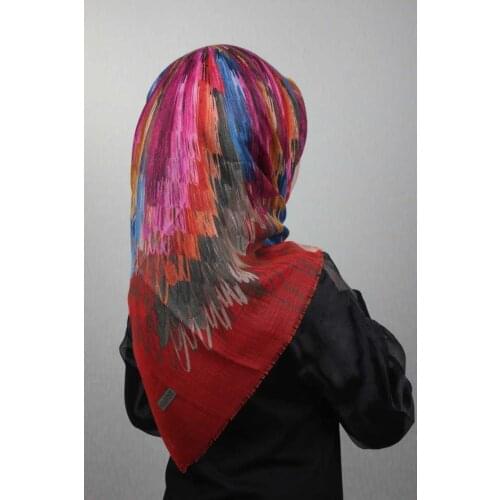 POLOİST SHİNE PATTERNED SILVERY LINEN SCARF-PATTERN-15-RENK-05