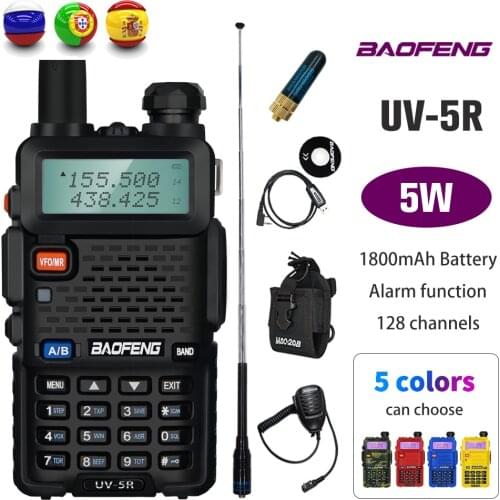 5Colors Baofeng UV-5R Walkie Talkie UV 5R 5W Ham CB Radio Station 128CH UV5R FM Transceiver VHF UHF Portable Hunting Transmitter