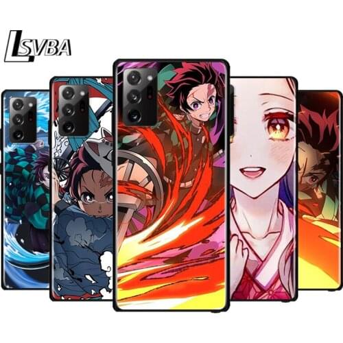 Demon Slayer Kimetsu No Yaiba for Samsung Galaxy Note 20 Ultra 10 9 8 Pro S10E S10 5G S9 S8 S7 Plus Black Silicone Phone Case