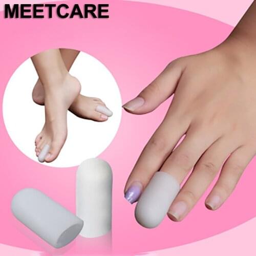 1Pair Silicone Toe Sleeve Gel Toe Cap Cover Protector for Nail Injury Cocoon Blisters Calluses Phalangeal Treatment Foot Care