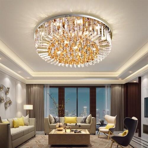 Modern Crystal Ceiling Light LED Lamps Round Ceiling Lights Fixture Home Indoor Lighting Remote Control 3 White Colors Dimmable