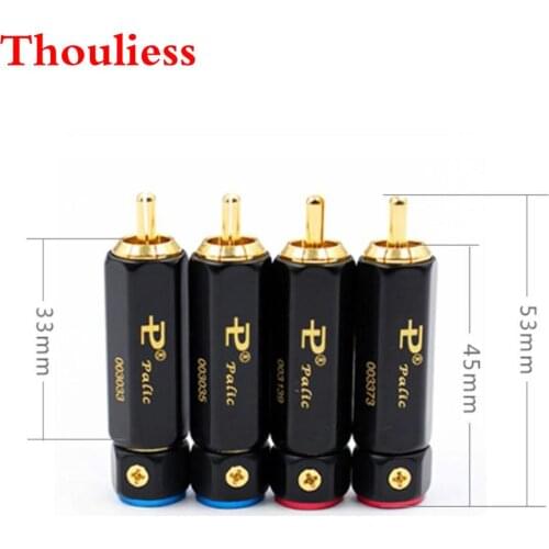 Thouliess 4pcs/lot HIFI Audio Gold Plated interconnect RCA Speaker Cable RCA plugs Lock Collect Solder A/V Connectors For DIY