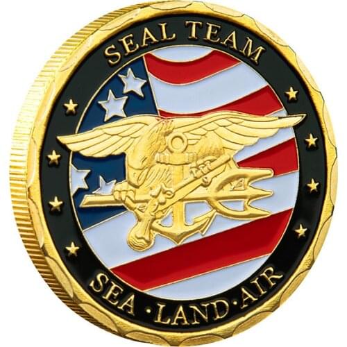 High Quality Gold Plated Souvenir Coin USA Sea Land Air Of Seal Team Challenge Coins Department Of The Navy Military Coin