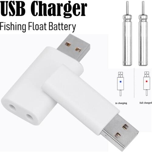 2 Pcs Float Battery+1PC 1/2 Holes CR425 Fishing Float Battery USB Charger Electronic Batteries Durable Night Fishing Tools