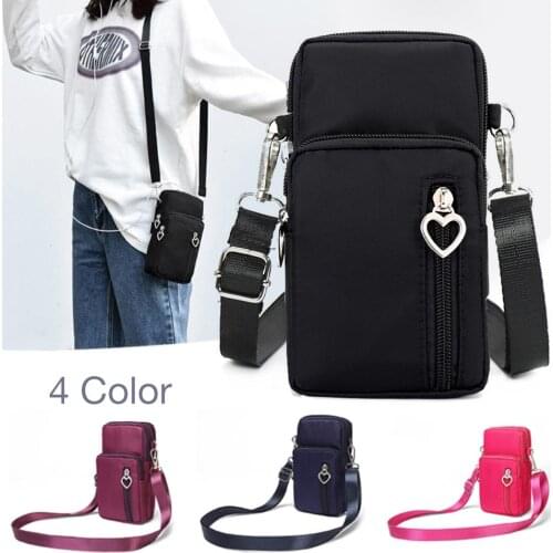 Women‘s Bag Shoulder Bag Summer Messenger Chest Bag Wallet Nylon Waterproof Solid Color Multifunction Mobile Phone Bag Crossbody