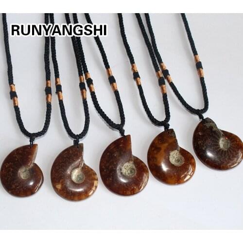 1Pcs Madagascar Spotted Conch Polished Jade Pattern Ammonite Fossil S snail Pendant specimen Natural Stones and Minerals