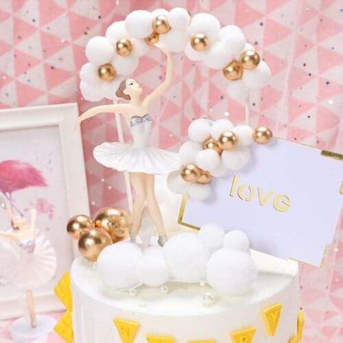 1Pcs New Pearl Soft Pompom Cloud Cake Toppers Baby Shower Decoration Cake Top Flags Birthday Party DIY Cake Decor Supplies