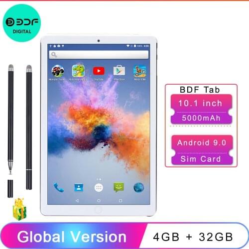 10.1 Inch Android 9.0 3G 4GMobile Phone Call 2 SIM Card Tablet 4GB RAM+32GB ROM FM WiFi Tablet Pc WiFi Bluetooth IPS LCD Display
