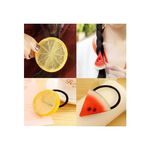 200pcs/lot DIY Simple Multi Resin Simulation Fruit Slices Hair Clips Rubber Bands Hair Styling Tools Hair Accessories HA1201