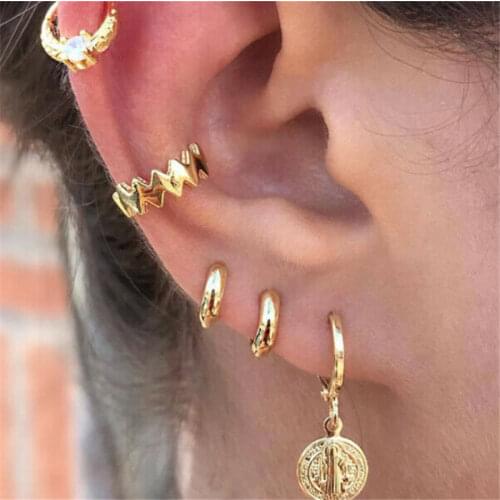 5pcs NEW Fashion Crystal Stud Christ Jesus Earrings Set for Women Girls Simple Gold Punk Earrings Jewelry Gifts