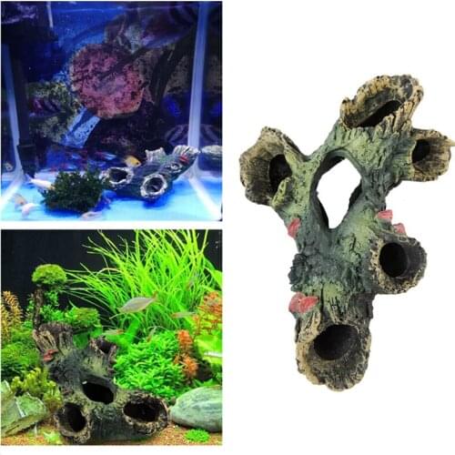 Aquarium Artificial Wood Decoration Fish Tank Decorative Trunk Driftwood Cave Shelter Ornament for Fish Shrimp Acuario Decor