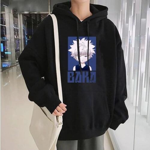 Anime Hunter X Hunter Killua Zoldyck Baka Men Kawaii Hoodies Long Sleeve Sweatshirt Hoodies Daily Casual Streetwear