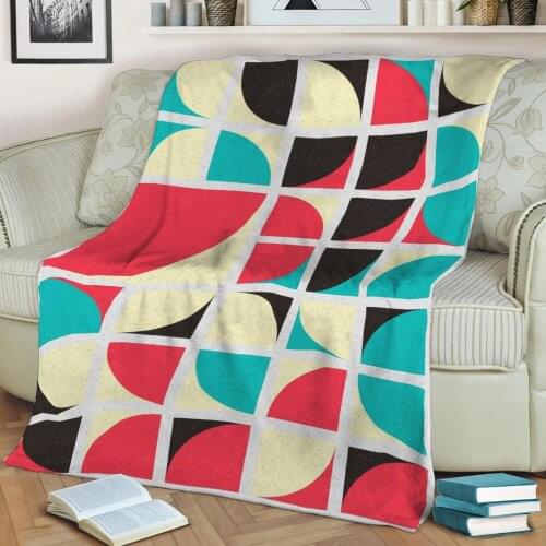 Abstract Geometric Pattern 3D Printed Velvet Plush Throw Fleece Blanket Bedspread Sherpa Blanket Home Decora
