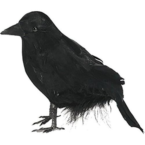 Black Crow Halloween Decor Movie Prop Plastic Artificial Bird Raven Statue Haunted House Home Garden Ornaments Sculpture