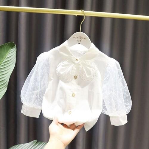 Girls Baby Fairy Princess Shirt Tops Spring Clothes Lovely Style Mesh Long Sleeve Shirt 1-7 Years Old