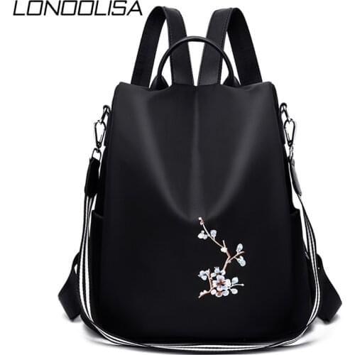 Elegant Women Embroidery Backpacks Mochila Feminina 3 In 1 Light School Bag for Girls Rucksack Anti-theft Design Travel Backpack