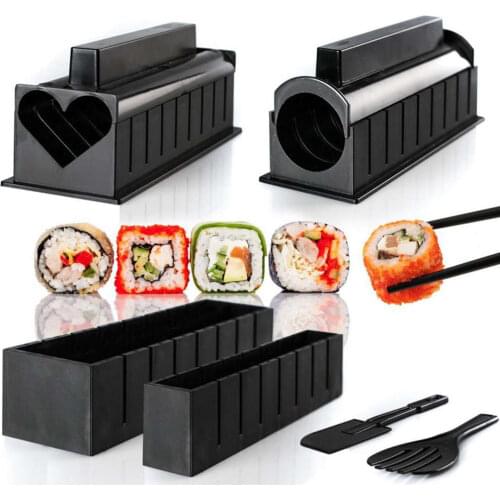 10 Pics/Set Diy Sushi Maker Onigiri Mold Rice Mould Kits Kitchen Bento Accessories Tools Combination Roll Rice Ball Tool