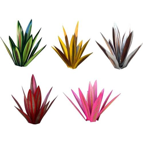 Artificial Tequila Plant Sculpture Hand Painted Metal Agave Ornaments Iron Art Decor Figurines for Garden Yard Lawn Outdoor