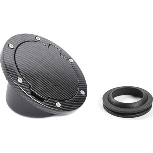 Fuel Door Cover Aluminum Gas Cap Cover Car Exterior Accessories for 2007-2018 Jeep Wrangler JK JKU, Carbon Fiber Texture