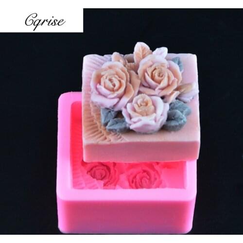 Square Flower Soap Mold Silicone Mold Cake Chocolate Mould Tray Handmade DIY Candle Mold Cake Decor Silicone Soap Mold