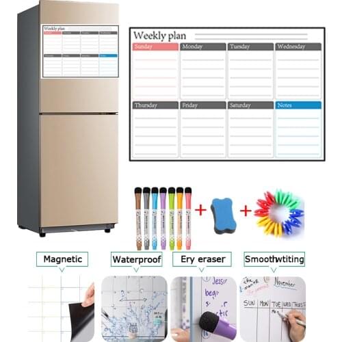Magnetic Weekly Monthly Planner Calendar Dry Erase Whiteboard Markers A3 Size Fridge Message Drawing Memo Magnet Moterm Stickers