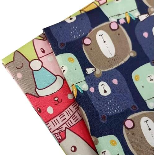 Cute Cartoon Cat Printed Cotton Twill Fabric By Meters 50x40cm Breathable Cotton Fabric for DIY Sewing Patchwork Handicrafts