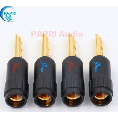 PAPRI MPS Shark-4 HiFi Banana Plugs Pure Brass 24K Gold Plated Audio DIY Male Speaker Jack Connector Tube Amplifier