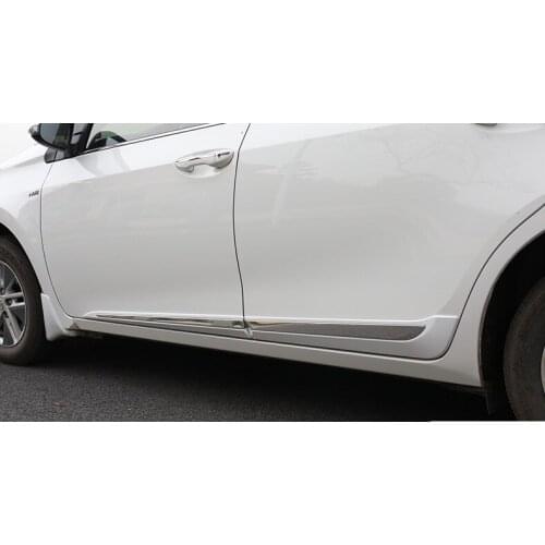 Car styling ABS and pearl white side door body trim stick strip lamp panel molding 4pcs for Toyota Corolla 2014-2018